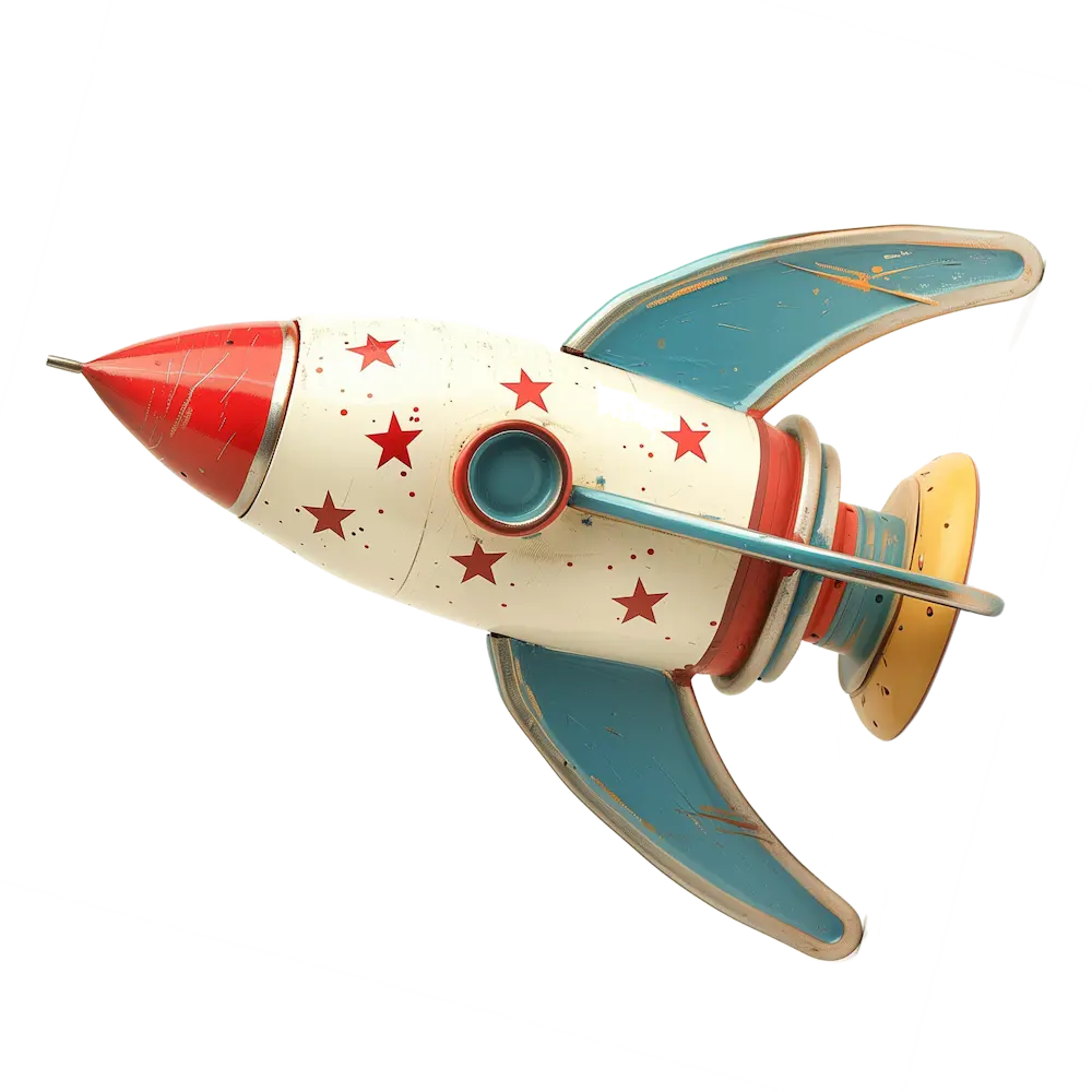 Retro rocket symbolising high performance hosting solutions